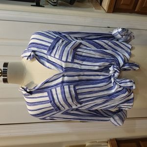 Chico blue and white striped shirt. NWT.  With a bonus